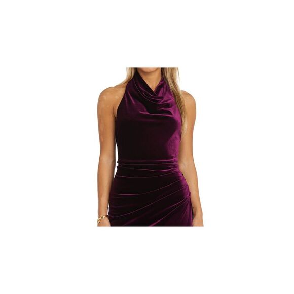 MORGAN & CO Womens Burgundy Open Back Asymmetrical Hem Dress Juniors L - Picture 3 of 3
